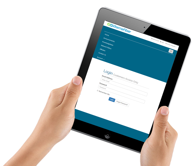 XtremeFiber business internet on a tablet